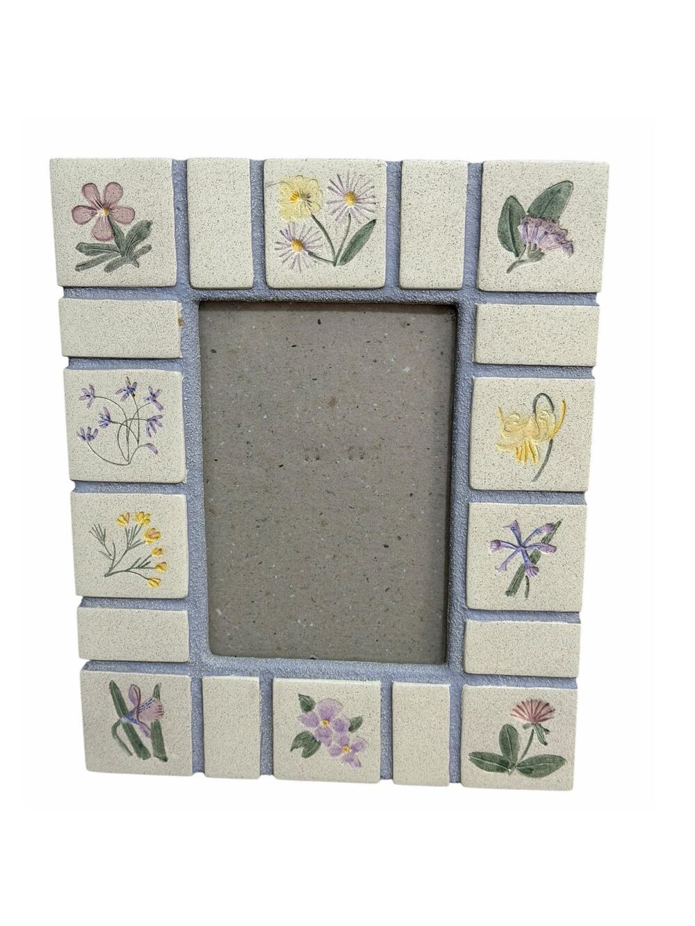 Hand Painted Flower Garden Tile Photo Picture Frame by Malden Int'l 5 x 7 Photo
